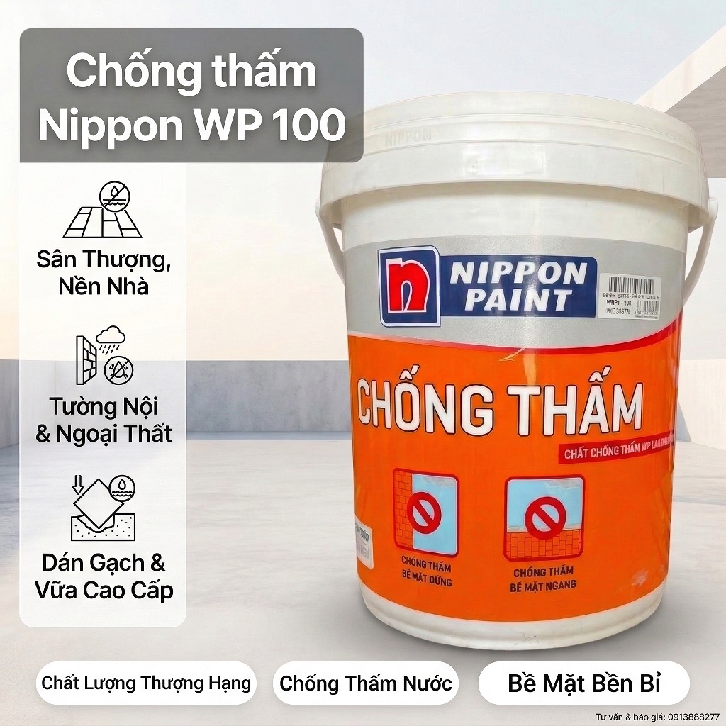 Chất Chống Thấm Nippon WP 100 Pha Xi Măng 20kg