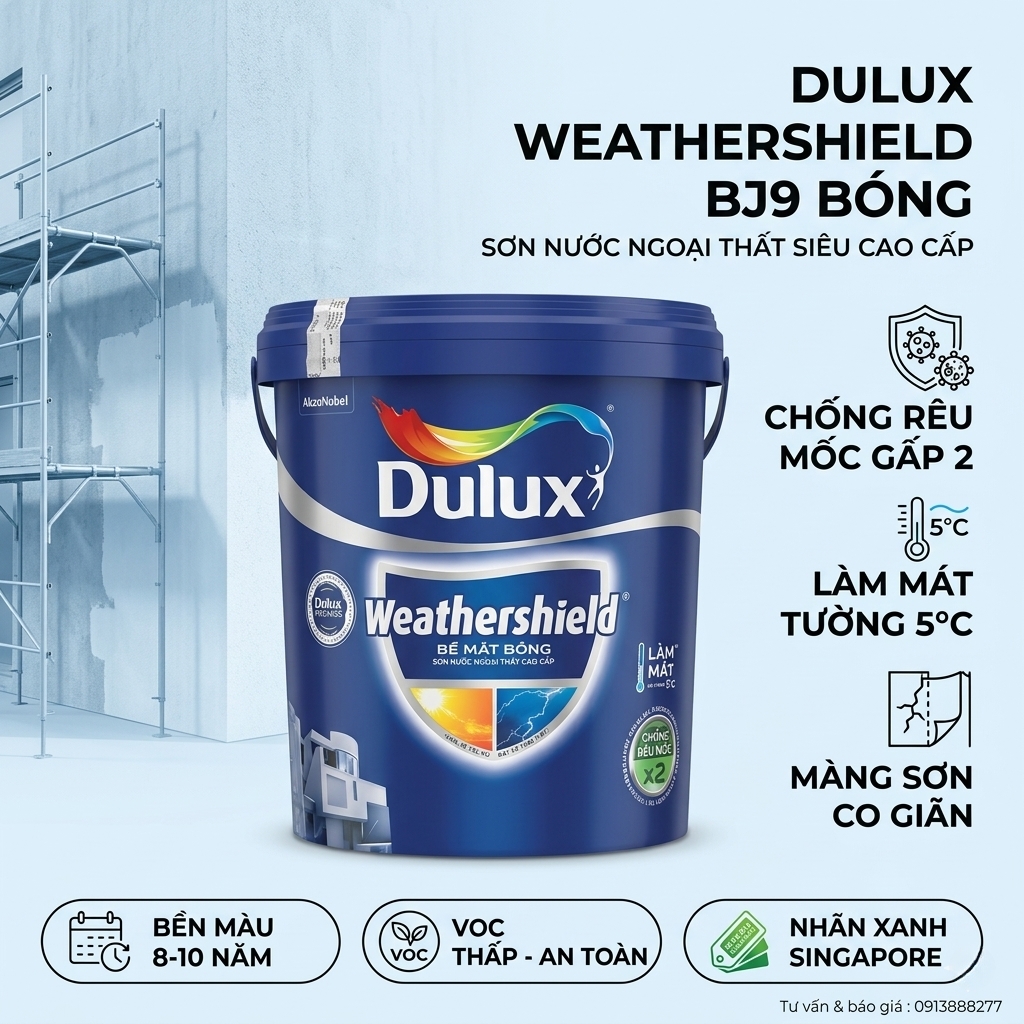 Sơn Dulux Weathershield Chống Thấm Ngoại Thất 15L