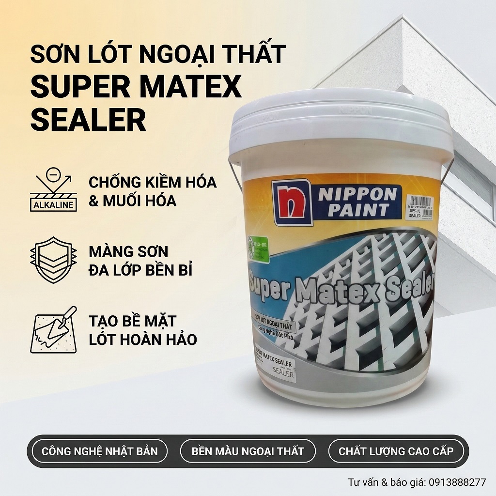 Sơn Lót Nippon Ngoại Thất Super Matex Sealer 17L