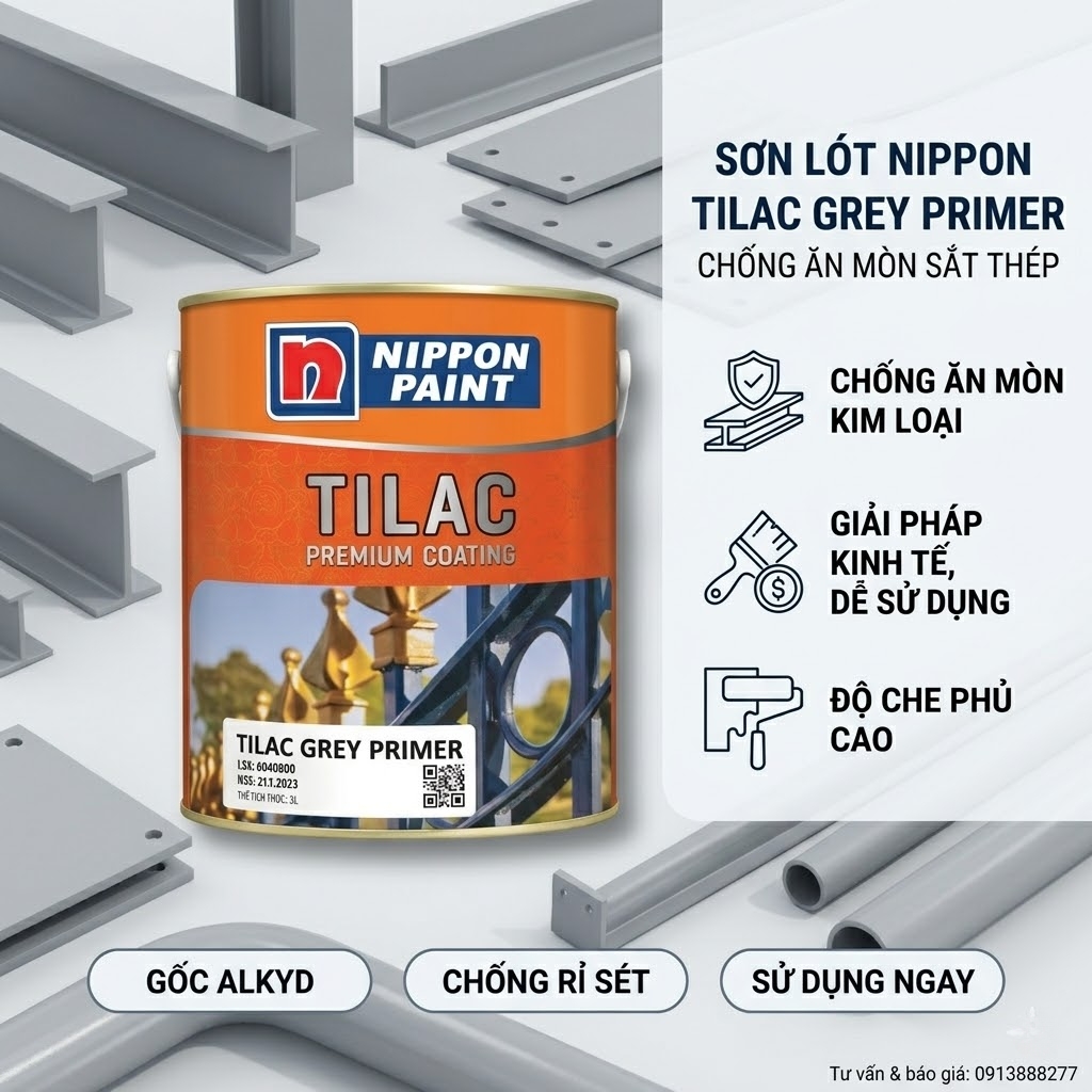 Sơn Lót chống rỉ xám Nippon Tilac Grey Primer