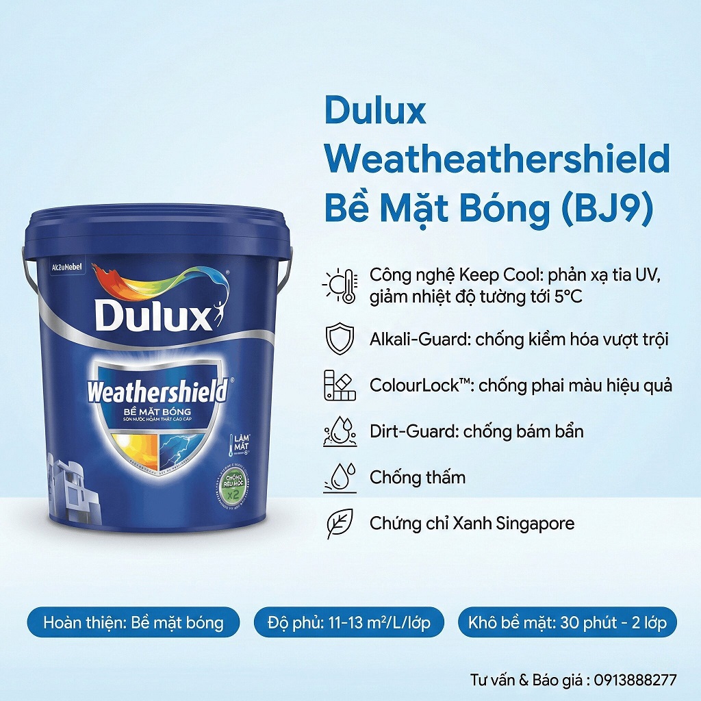 Sơn Dulux Weathershield Chống Thấm Ngoại Thất 15L