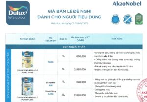 Bảng giá sơn Dulux
